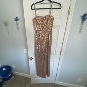 BCBD MAXAZRIA gold sequined prom dress